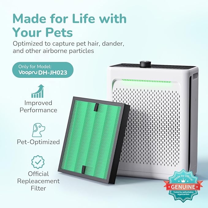 2 Pack Pet-Care Filter for DH-JH023 Air Purifier|4-in-1 Replacement Filter with PetFocused Layer Efficient Activated 99.97% of Aller-gen Pollen Pet Dander Odors More, Pet-Care Green Filter