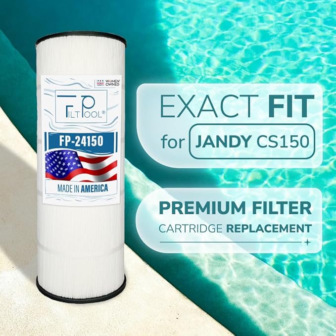 FP-24150 Replacement Pool Cartridge Filters for Jandy CS150, 11088502, 11088512, Unicel C-8414, Filbur FC-0822, FC-1287, PJANC1250, PWWCT150 – Clean Water Filtration – 1 PC, 150 SQFT