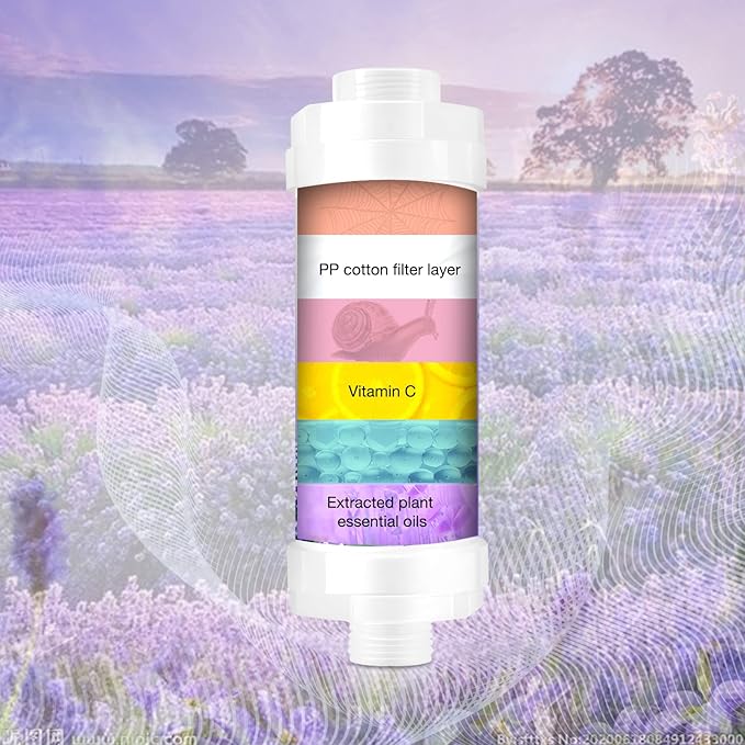 Shower Infuser, Vitamin C Shower Filter for Hard Water, Shower Head Filter to Chlorine Fluoride Sediment, Helps Dry Skin & Hair Loss, Easy Installation (Lavender)