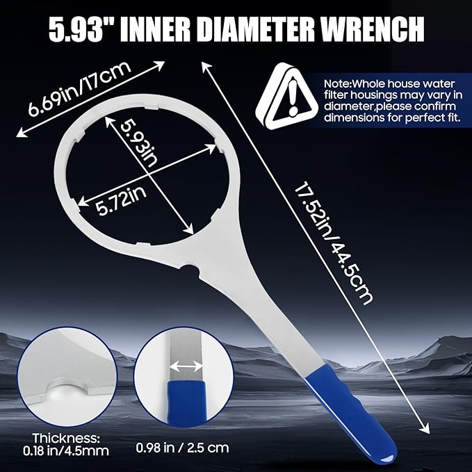 SPBW-5 Water Filter Housing Wrench 5.93 In, Heavy Duty Metal Replacement for SW-3, Compatible with Pentek 10" Big Blue & GE GXWH40L Whole House Filter Housing, Fits for Culligan Pentek Plymouth