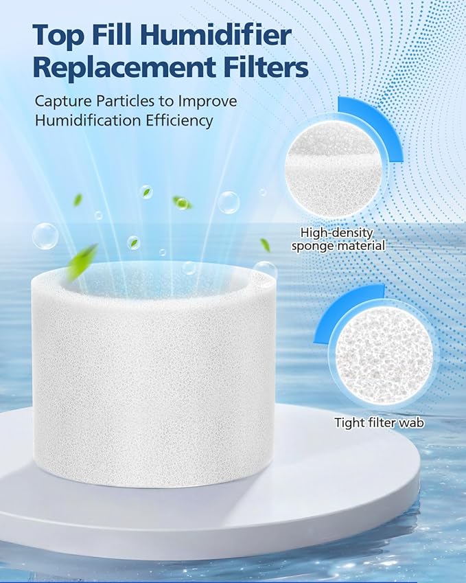 6000S Filter Replacement Compatible with LEVOIT Superior 6000S Smart Evaporative Humidifier, 8 Pack Wick Filters+ 6 Pack Top Fill Filters, Gray