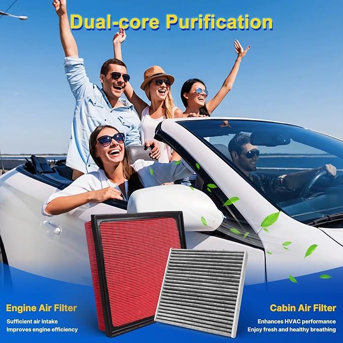 Cabin & Engine Air Filter Kit for Toyota 2019-2025 RAV4 2.5L, 2018-2024 Camry 2.5L/3.5L, 2019-2022 Avalon, 2020-2026 Highlander, 2023-2026 Gr Corolla(Not Fit Hybrid)