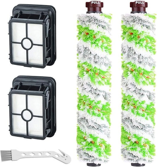 Smilyan Replacement Parts for Bissell CrossWave Pet Pro 2306A & CrossWave 1785 Series, 2 Pack 2460 Multi-Surface Pet Pro Brush Rolls + 2 Pack 1866 Vacuum Filters，Compare to Part 1613568, 1608684