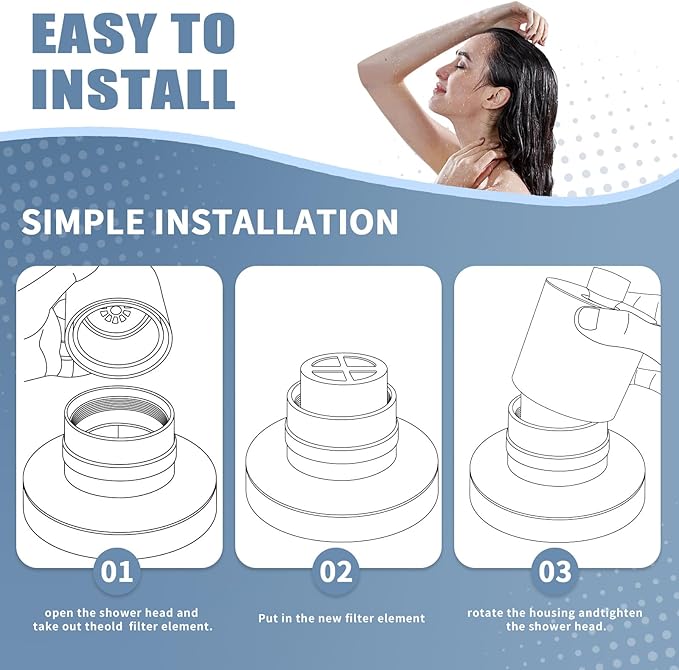 5-Pack Replacement Filter for JOLIE Shower Head, Compatible with JOLIE Shower Filter Cartridge, Reduces Chlorine, Heavy Metals & Impurities, Softens Skin & Hair