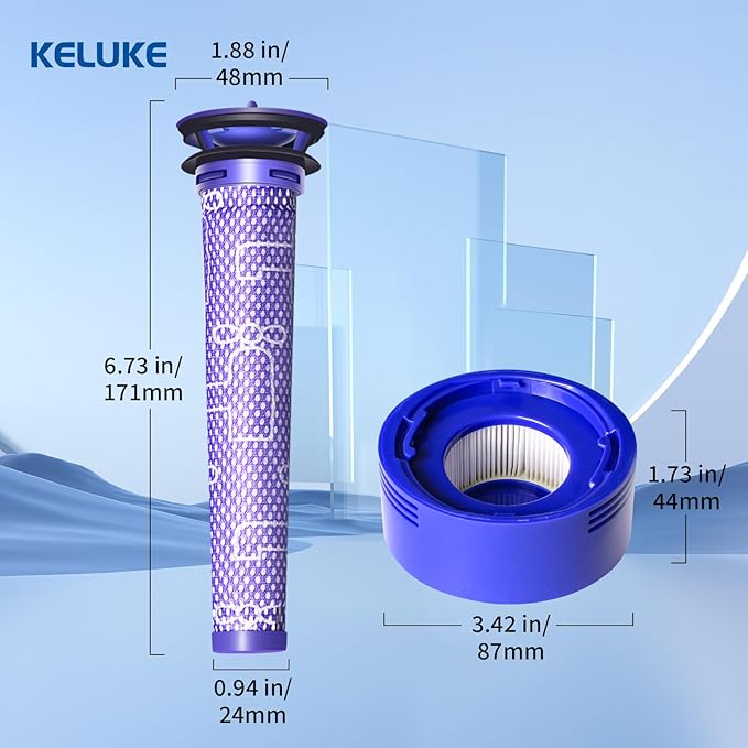 keluke Vacuum Filter Replacement Kit Compatible with Dyson V7, V8 Animal, V8 Absolute & SV10 Cordless Vacuum Cleaners, Replaces Part # 965661-01 & 967478-01 (4P)