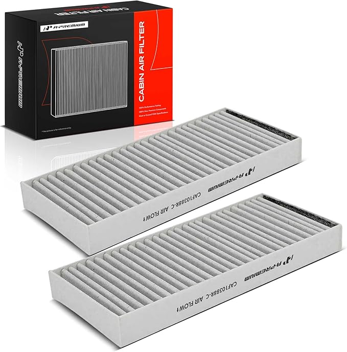 A-Premium 2-PC Cabin Air Filter with Activated Carbon Compatible with Nissan & Infiniti Models - Titan 2004-2015, Armada 2005-2015, NV2500 NV3500 2012-2014, QX56 2004-2010 - V8 5.6L