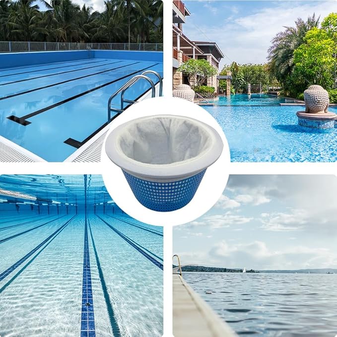 Reusable pool skimmer precision filter socks - For use in filter baskets, skimmers, and to clean in-ground and above-ground swimming pools of debris and leaves, algae, pollen, grease, etc (3 pack)