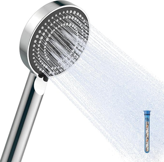 OFFO High Pressure Shower Wand with Filter, 20 Stage Handheld Shower Head with Filters for Hard Water, 6-Mode Shower Head to Remove Chlorine, Chrome