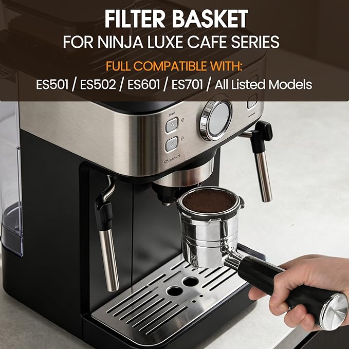 Coffee Single Cup Filter Basket Compatible with Ninja Luxe Cafe Accessories ES601 ES701, Stainless Steel Coffee Pressurized Porous Filter(Single)