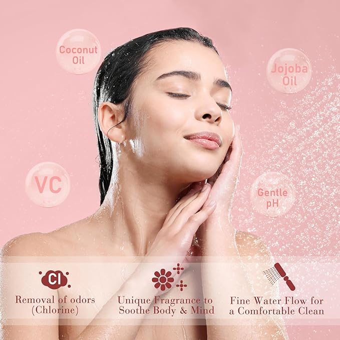 Vitamin C & Aromatherapy Skincare Spa Shower Head with Handheld, Filtered Showerhead for Hard Water - Removes Chlorine & Heavy Metals, Softer Skin & Hair Care (Rose Scent)