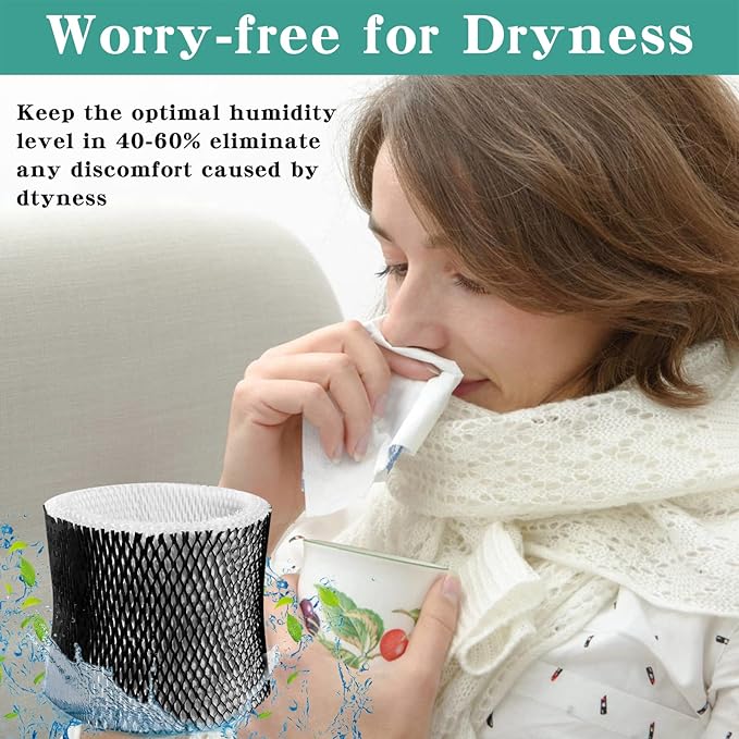 HWF64 Humidifier Filter for Sunbeam Humidifier Filter B, SCM1746, Long-Last & Sturdy, Fits Holmes HM1746, HM-1745 and Bionaire BWF64, 3 Pack
