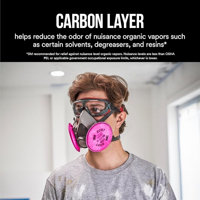3M Performance P100 Particulate + Odor Filters, 2 Pairs, NIOSH-Approved, 99.97% Filtration Efficiency Against Solids & Liquid Aerosols, Use with 3M 6000, 6500 & 7500 Series (2097P2-DC), 5-Pack