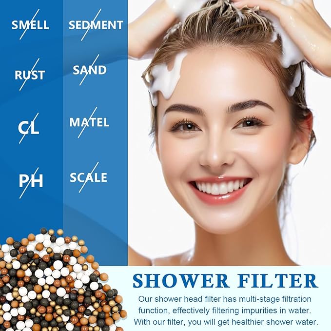Multi-Stage Shower Filter Replacement Compatible with SR SUN RISE Shower Handheld, High Pressure 9 Spray, Hard Water High Efficiency Filter,4 Pack