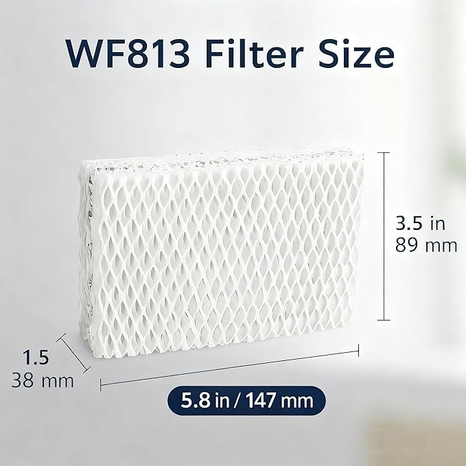 WF813 Humidifier Filter Replacement, High-Density Wick Filters Compatible with Equate EQWF813, Relion RCM832/RCM-832N, ProCare PCWF813, EQ-2119-UL, PCCM-832N Cool Mist Humidifiers (3-Pack)