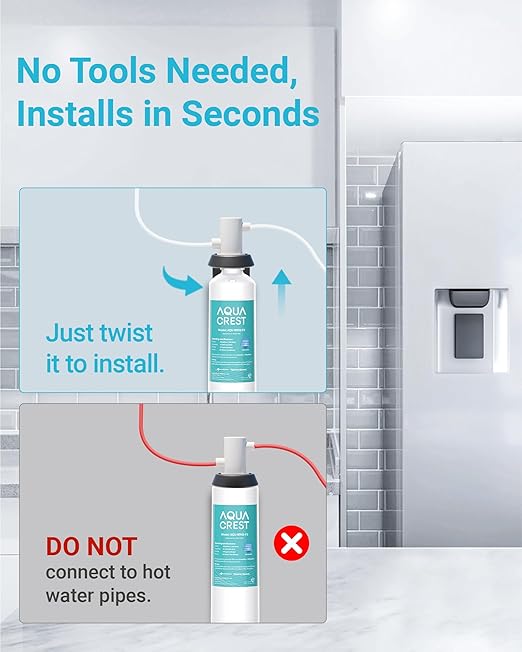 AQUA CREST F-2000 Water Filter, Replacement for InSinkErator® F-1000, F-2000, F-3000, AquaPure AP Easy C-Complete, 500 Gallons, NSF/ANSI 42, 3 Pack