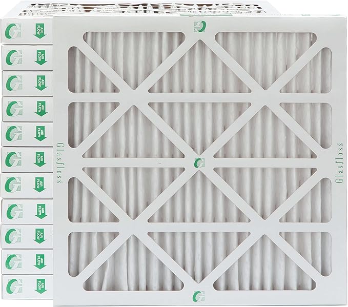 Glasfloss ZL 20x20x2 MERV 10 AC & Furnace Filters. 12 Pack. Actual Size: 19-1/2 x 19-1/2 x 1-3/4