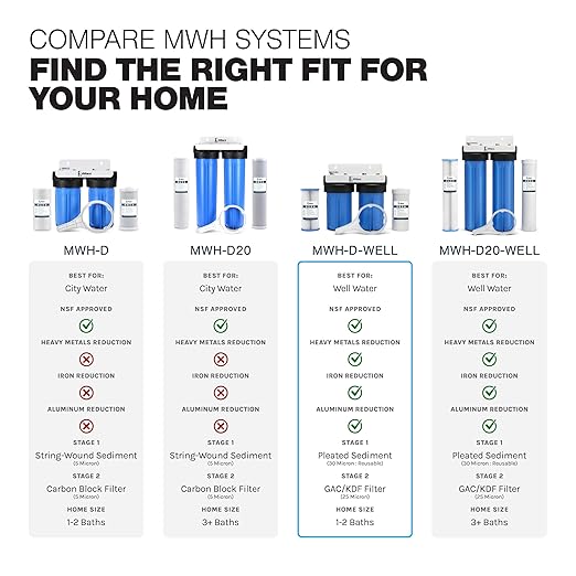 iFilters Dual Stage 4.5” x 10” Whole House Well Water Filtration System | Complete Commercial Grade System | Sediment and KDF/GAC Big Blue Filter | Removes Sediment, VOCs, Chlorine, Taste, Odor (CTO)
