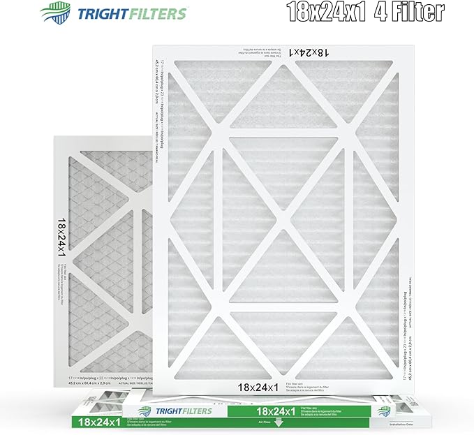 TRIGHTFILTERS 18x24x1 Air Filter 4 Pack, MERV 8 Pleated Dust Defense Air Filters Replacement for Air Conditioner & Furnace, Durable & Lightweight