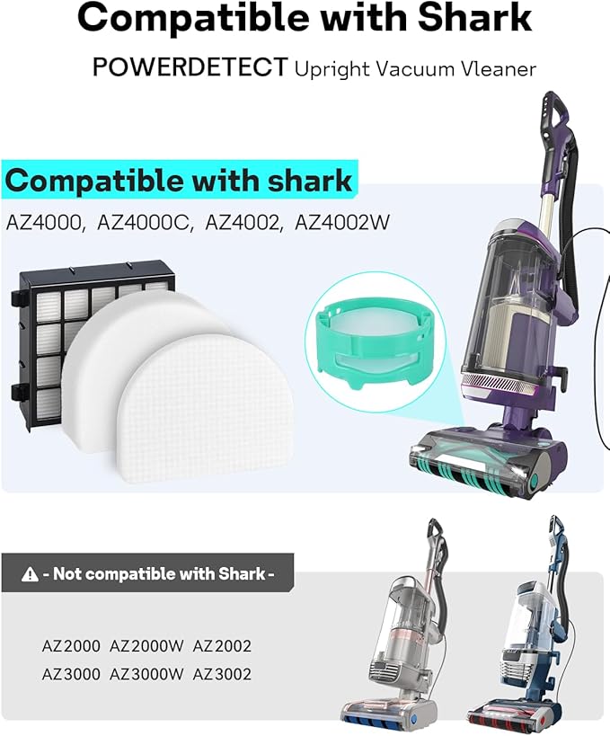 Leemone AZ4002 Replacement Accessories for Shark AZ4000 AZ4000C AZ4002 AZ4002W POWERDETECT Upright Vacuum Cleaner, 2 Filters, 6 Foam & Felt Filters, 3 Odor Neutralizer Cartridges, 1 Brush, 18 Pack