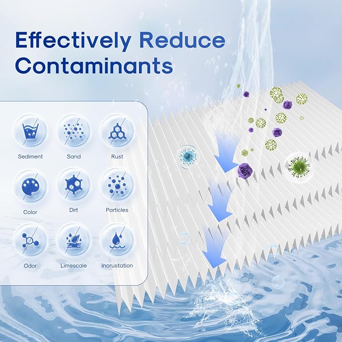 10" x 2.5" Pleated Sediment Water Filter Cartridge Replacement Any 10 inch RO Unit, Compatible with R50, Dupont WFPFC3002, Whirlpool WHKF-WHPL, GE FXWPC, Hydronix SPC-25-1050, FM-50-975 4PACK