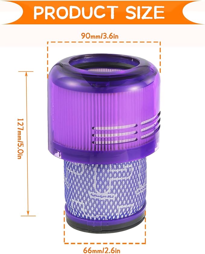 2 Pack V11 Vacuum Filters Replacement for Dyson V11 Animal, V11 Torque Drive,V11 Extra, V15 Detect V15s Detect Cordless Vacuum Cleaner Filter, Compare to Part 970013-02