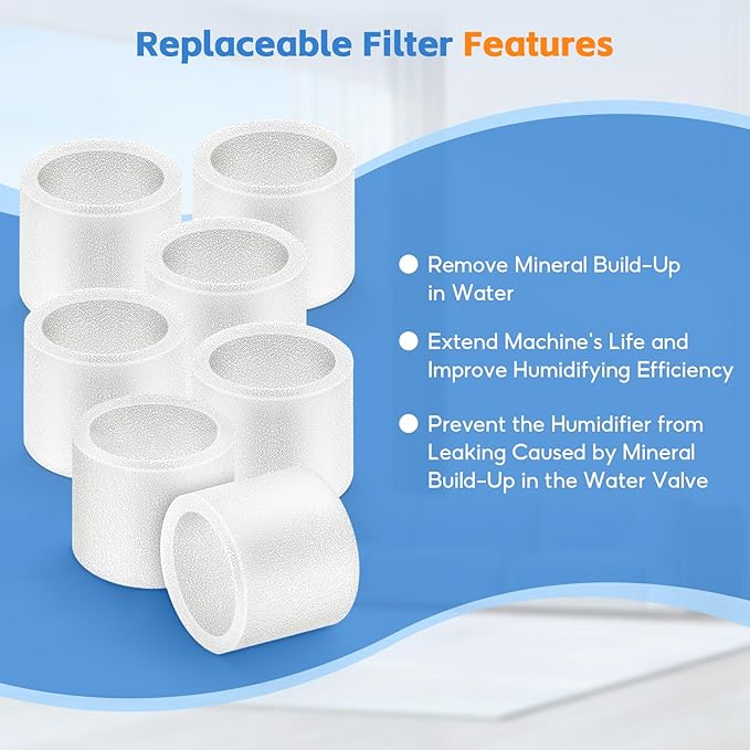 20-Pack Top Fill Humidifier Replacement Filters for Classic160, Dual150, Dual200S, Classic300(S), LV600S, OasisMist450S, Superior6000S, Clean Particles Improve Humidification Efficiency