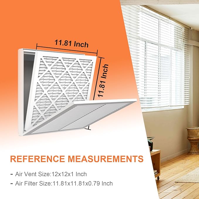 12x12x1 Air Filter 2 Pack MERV 8 Furnace HVAC AC Pleated Air Filters for Home Office MPR 600 FPR 5 (Actual Size: 11.81x11.81x0.79 inch)