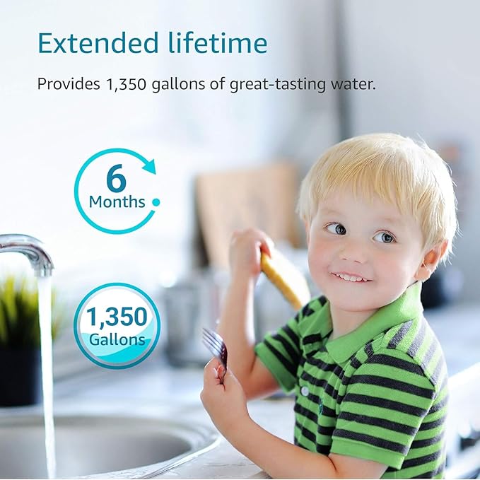 AQUA CREST FQK1K Under Sink Water Filter, Replacement for GE FQK1K, FQK2J, Compatible with GE GXK185K and GX1S50R, NSF/ANSI 42 372 Certified, Reduces Chlorine, Taste&Odor, 1350 Gallons, 2 Pack