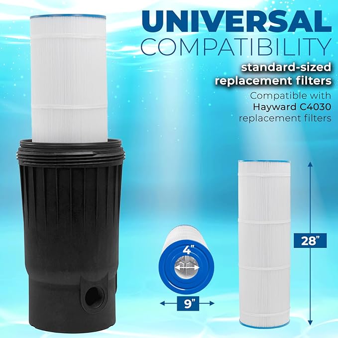 XtremepowerUS 200 sq/ft Pool Cartridge Filter for In-Ground Swimming Pool and Spa Pool Filter System for Pools Up to 72,000 Gallons, Black
