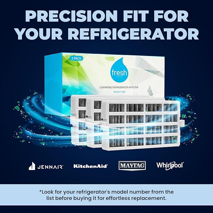 Mist Fresh W10311524 Fridge Air Filter Replacement for Whirlpool FreshFlow Refrigerator, Fits AIR1, Maytag, KitchenAid, and Jenn-Air, 2 Pack