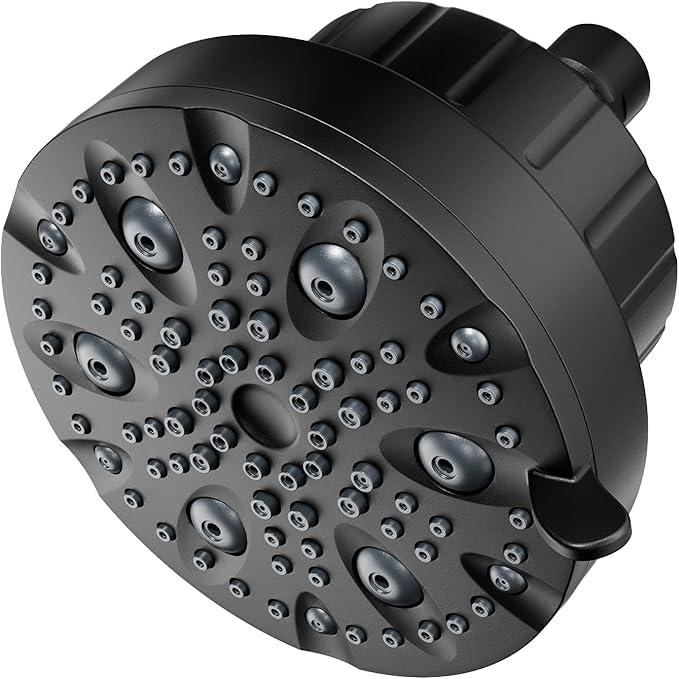 Shower Head with 20-Stage Filter for Hard Water & 7 Spray Modes for Gentle Rain to Protect Hair and Skin, with 2 Water-Saving Pause Mode for Bathroom (FM-002 Matte Black)