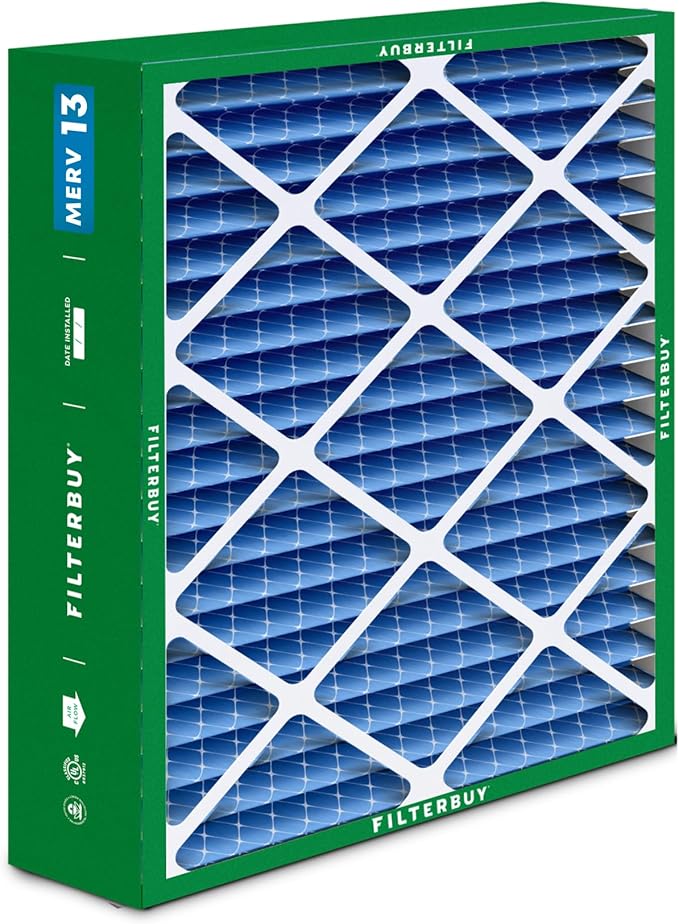 Filterbuy 20x25.25x3.5 Air Filter MERV 13 Optimal Smoke & Allergy Defense (3-Pack), Pleated HVAC AC Furnace Filters for AprilAire Space-Gard 102 & 2120 (Actual Size: 19.94 x 25.38 x 3.75)