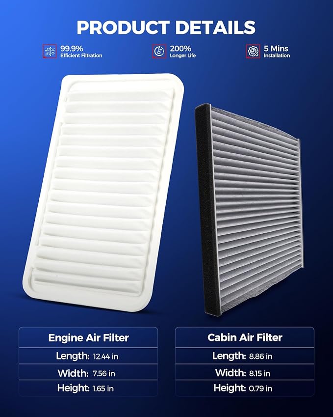 KAX Engine & Cabin Air Filter Kit, Replacement for Lexus RX330 2004-2006, ES300 2002-2003, Replace# CA9360 CF10157
