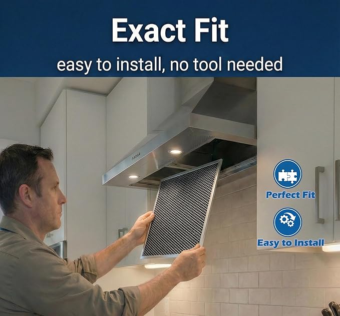 3 pack 97007696 8.75 x 10.5 in Charcoal Range Hood Filter Compatible with Whirlpool W10355450 Broan Nutone 6105C 41F 413023 41000 46000 11000 4341999 4378581 1172266 5-3082 51113711