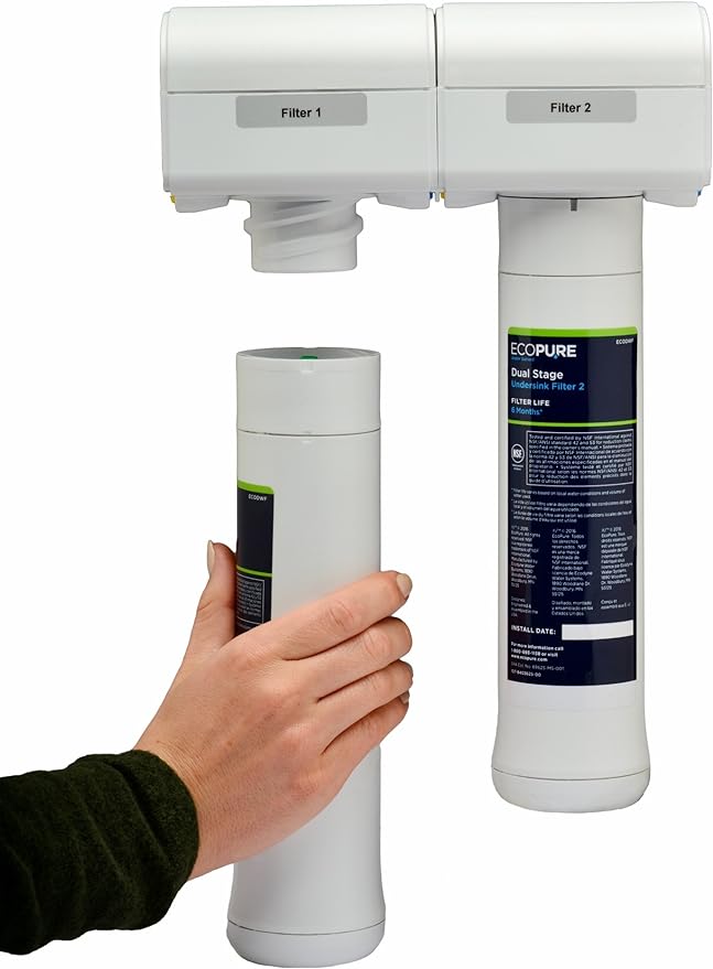 EcoPure ECOROM Reverse Osmosis Under Sink Replacement Water Membrane | NSF Certified | Fits Ecop30 System | 1-3-Year Filter Life, 0.9, White (Pack of 4)