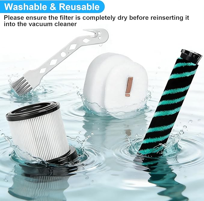 Filter set and Soft Roller for Shark PowerDetect Cordless Stick Vacuum with Duoclean Technology IP3251 IP3253 IP1255 IP1251, 1 Post-Motor HEPA Filter, 3 Foam & Felt kit, 1 Soft Roller Brush