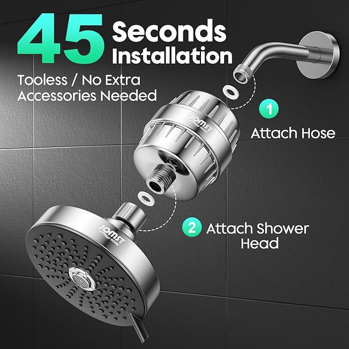 Filtered Shower Head with rich Vitamin layer- for Healthier Skin & Hair | 3 Mode High Pressure Shower Head with 25-Stage Filtration | Removes 99.945% of Chlorine & Heavy Metals |