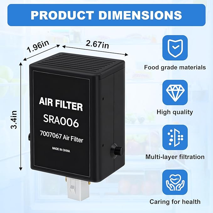 7007067 7042798 Refrigerator Air Purification Cartridge Replacement for Sub-Zero Refrigerators, 7007067 Air Filters Replacement Compatible with Sub-Zero Refrigerators