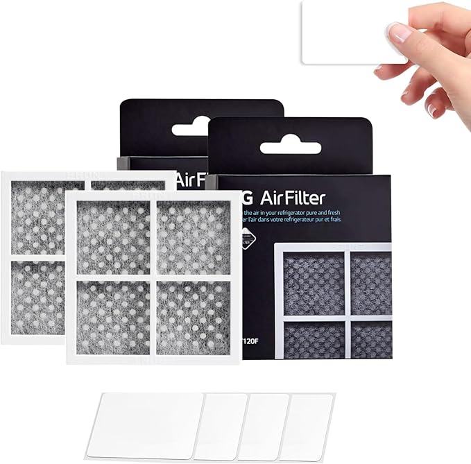 Refrigerator Air Filter Replacement (2 Pack),4 Pcs Memo Stickers- Compatible with LG LT120F, Kenmore Elite 46-9918, ADQ73214402, ADQ73214403, ADQ73214404, ADQ73334008