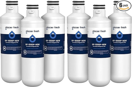 GLACIER FRESH Water Filter LT1000PC Replacement for Refrigerator, Compatible with MDJ64844601, ADQ747935 ADQ74793504 Water Filter (6 Pack)