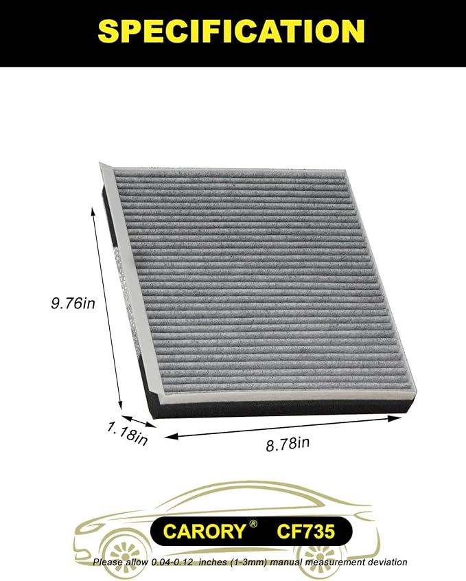 CARORY Cabin Air Filter w/Activated Carbon for Kia Telluride 2020-2023, Hyundai Santa Fe 2019-2020, Genesis GV70 2022-2025, GV80 2021-2025, G70 2019-2023, G80 2017-2025 and More
