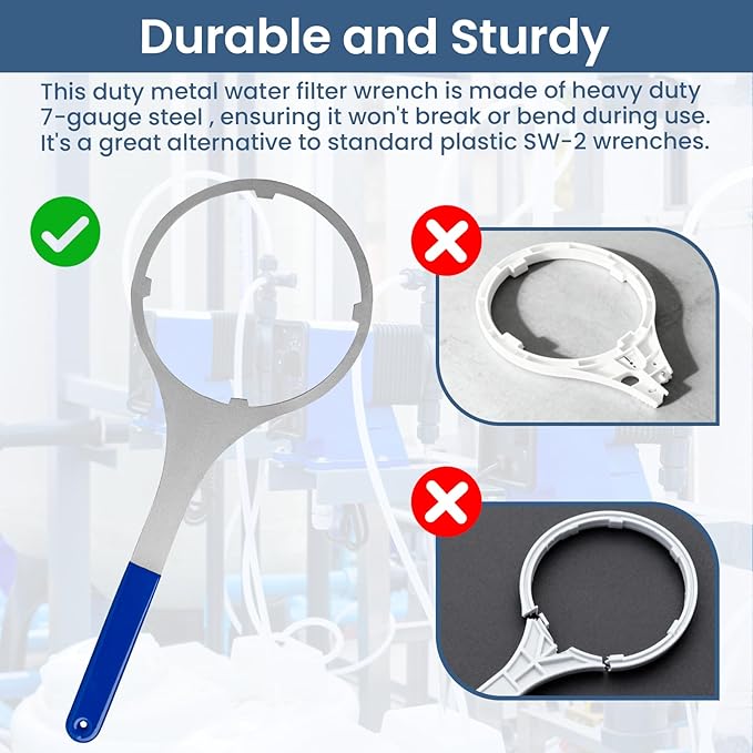 SPBW-2 Heavy Duty Metal Water Filter Wrench - 6.25 Inch Whole House Water Filter Housing Wrench, Compatible with 3M-Cuno-Aqua Pure,FH5000, FH10000 Series and Big Blue Water Housing