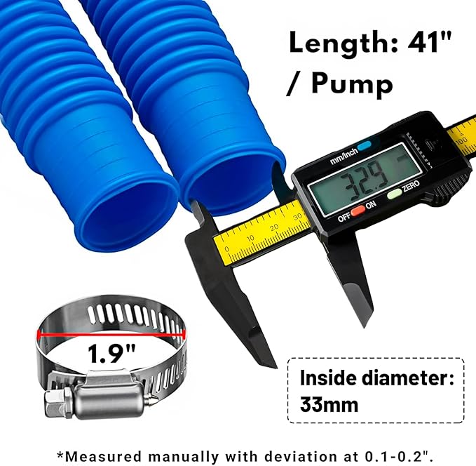 Pool Pump Replacement Hose, 1.25 x 41 Inch Above Ground Pool Hose Compatible with In tex Filter Pump 607, 637, 3 pack 1 1/4 Pool Hoses Replacement Include 6 Hose Clamps