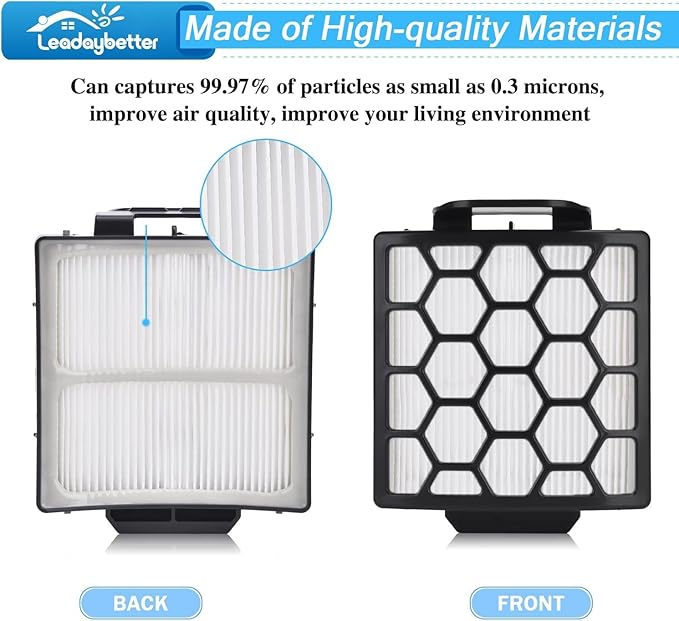 Leadaybetter ZU100 ZU102 Filter Replacement for Shark Rotator Vacuum, Navigator Pet Plus ZU55 NV150 NV151 NV251 NV255, Zero-M Self-Cleaning Brushroll Pet Pro ZU60 ZU62, Part # 1238FT60 & 1239FT60