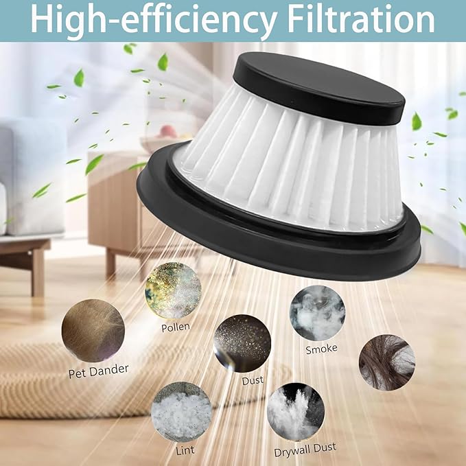 6 Packs Vacuum Filter Replacement Compatible with Vacuum Cleaner as Seen on TV, Vac Replacement Parts for Compact Cordless Vacuum Cleaner, HEPA Replacement Vacuum Filter Black