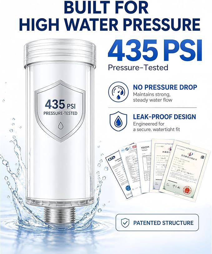 Vellox Hydr Shower Filter with Visible Effectiveness to Remove Chlorine, Rust and Impurities, Protect Hair and Skin, Leak Proof Design, 0.5 Micron Filtration, 3 Replacement Filters