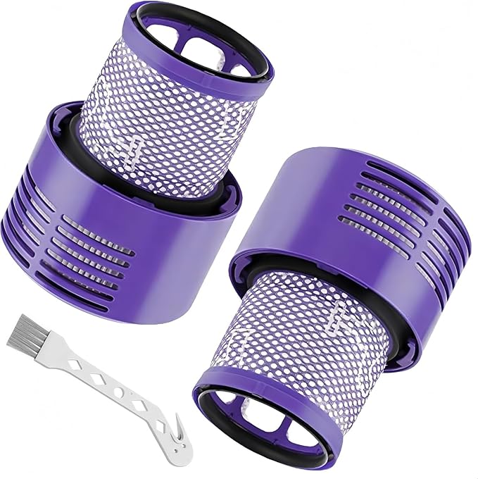 2 Pack SV27/V10 Replacement Filters for V10 Cyclone/Animal/Absolute/Total Clean/Motorhead & SV12/SV27, Replace Part 969082-01, Washable Reusable Vacuum Accessory，with 1 Clean Brush