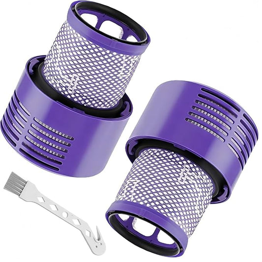 2 Pack SV27/V10 Replacement Filters for V10 Cyclone/Animal/Absolute/Total Clean/Motorhead & SV12/SV27, Replace Part 969082-01, Washable Reusable Vacuum Accessory，with 1 Clean Brush