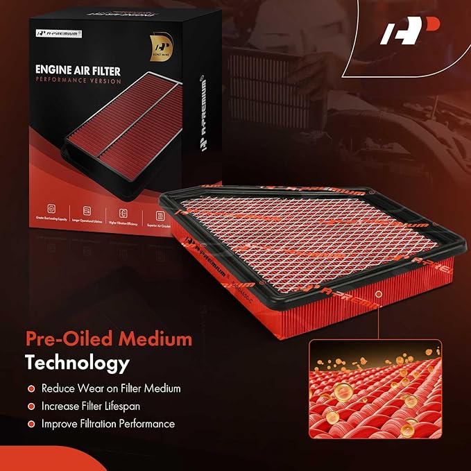 A-Premium Pre-oiled Engine Air Filter Compatible with 2010-2017 Chevy/GMC (Equinox, Terrain), 2.4L 3.0L 3.6L
