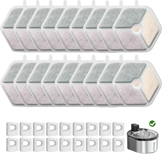 18 Pack Replacement Filters and 18pack Sponges for Smartoo 152oz/4.5L Wireless Cat Water Fountain, Pet Water Fountain Replacement Filter Fit for smartoo replacement filters